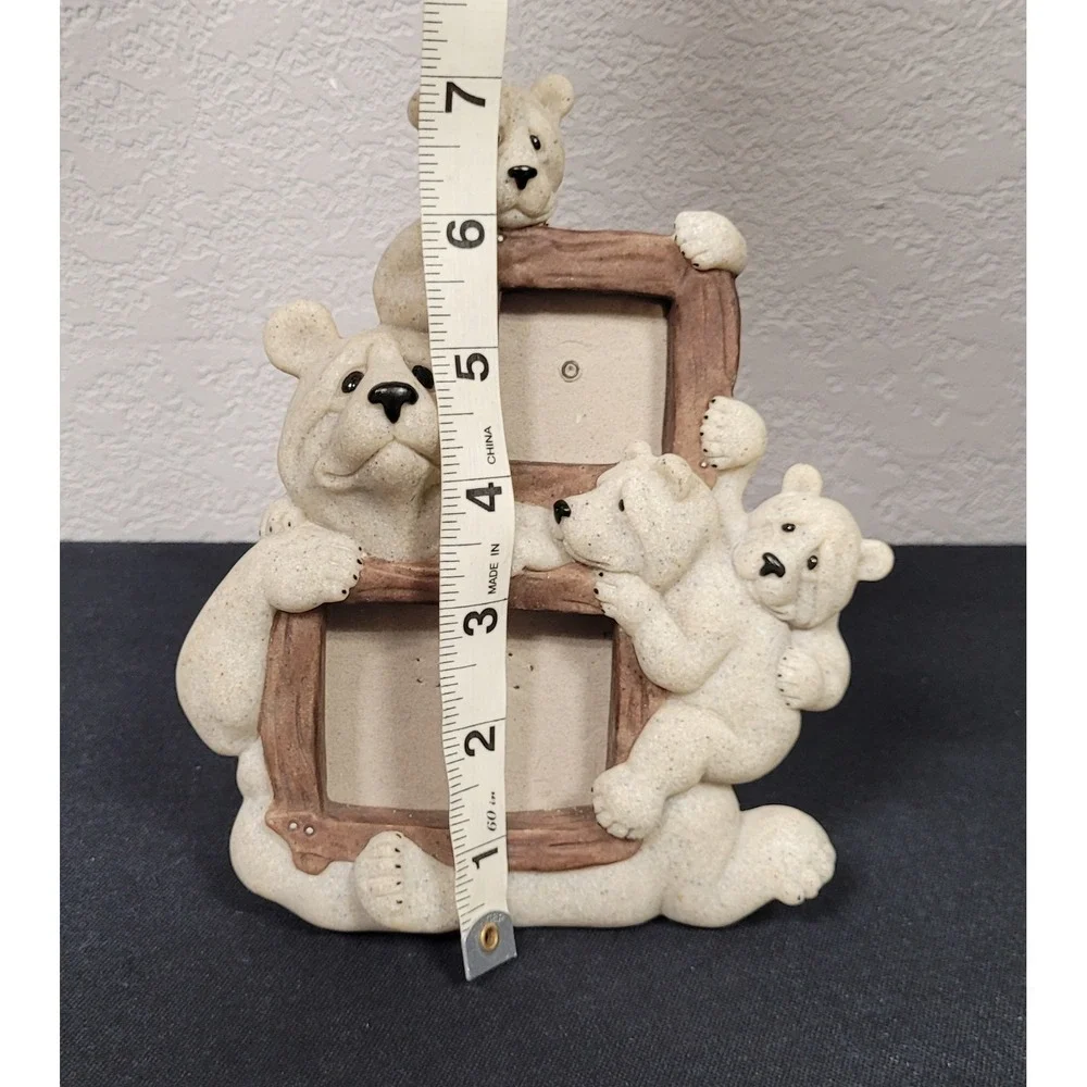 Quarry Critters  Vintage 2002 3D Bear Family Double Picture Frame